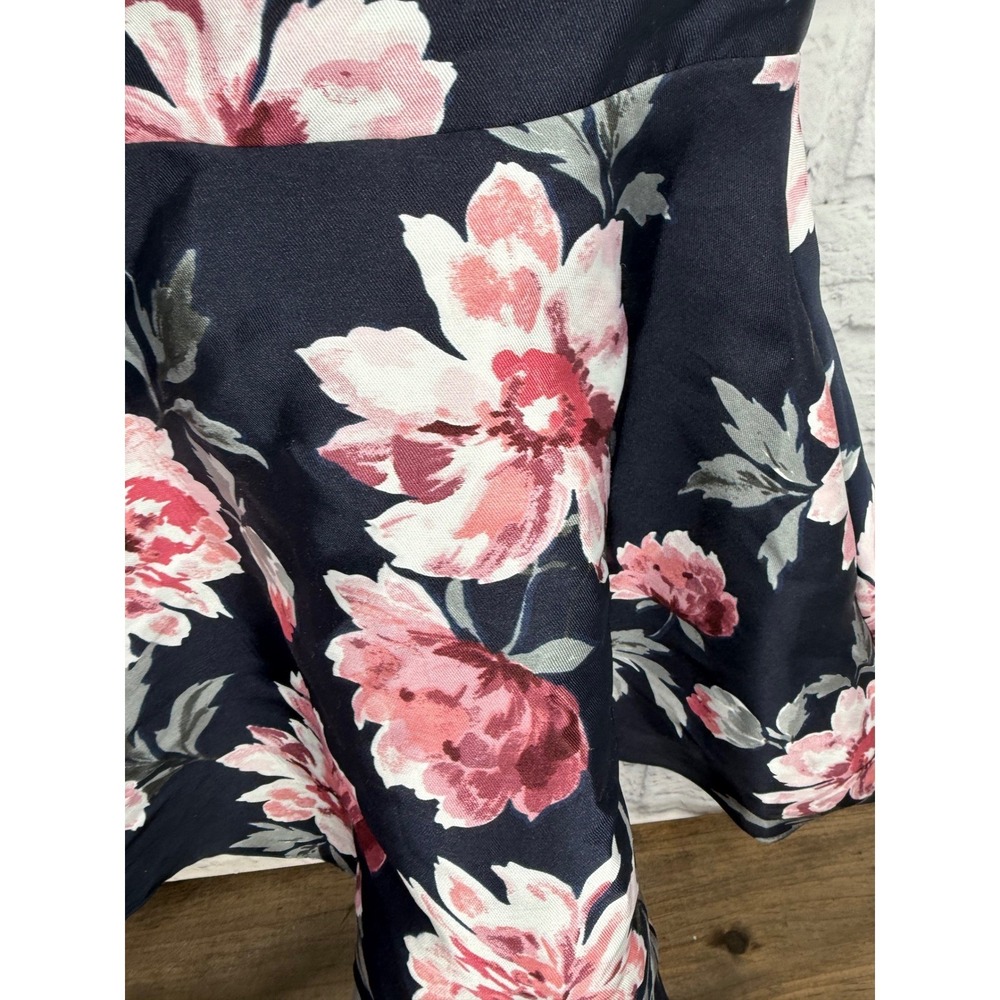Windsor Off The Shoulder Floral Retro Feminine Dress Navy 80's style Women's 1/2 - Picture 4 of 13